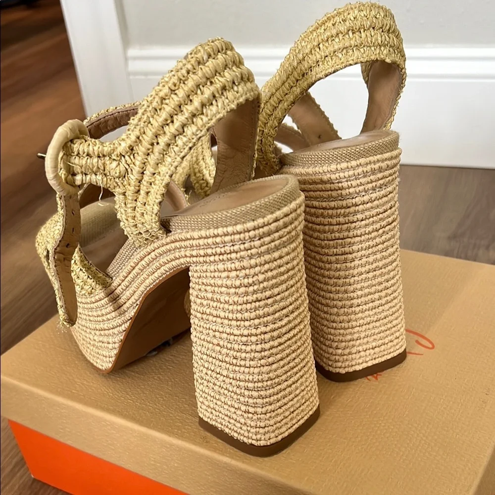 Castaner Women's Yellow Wedge Sandals - Picture 7 of 9